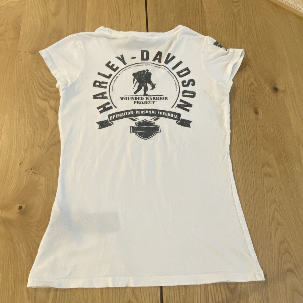 Harley Davidson x Wounded Warrior Project‎ Women's Size M T-shirt White 2 Sided